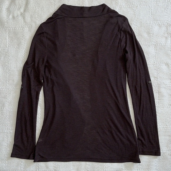 Mudd 90’s Chocolate Brown Ribbed Open Wrap Cardigan Sweater, Size Medium, Soft - Picture 9 of 11